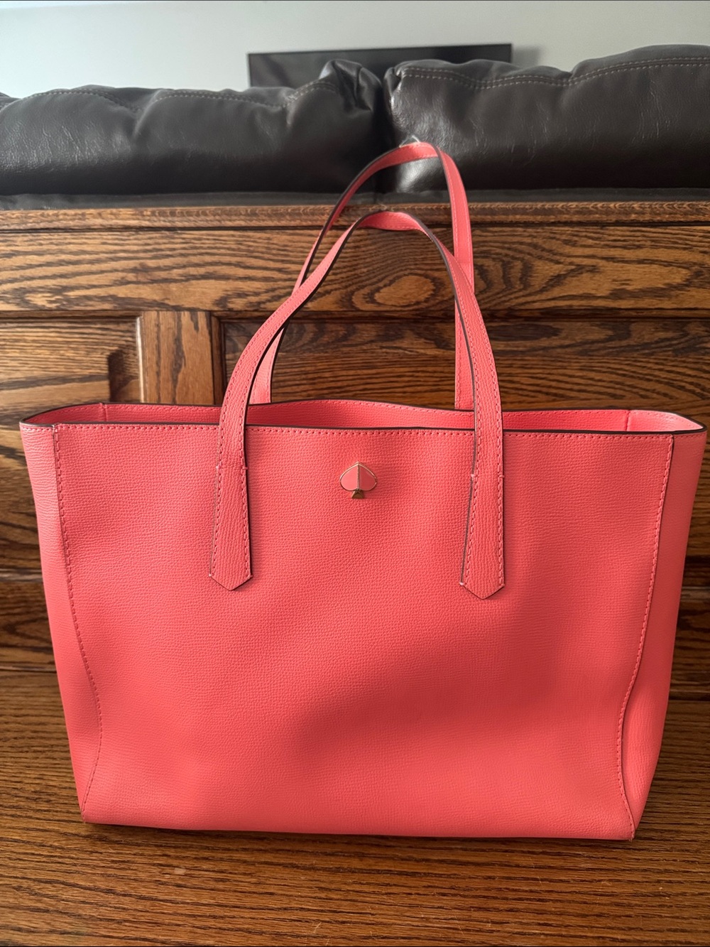 Kate Spade Coral Pink Leather Tote Work Laptop Bag
